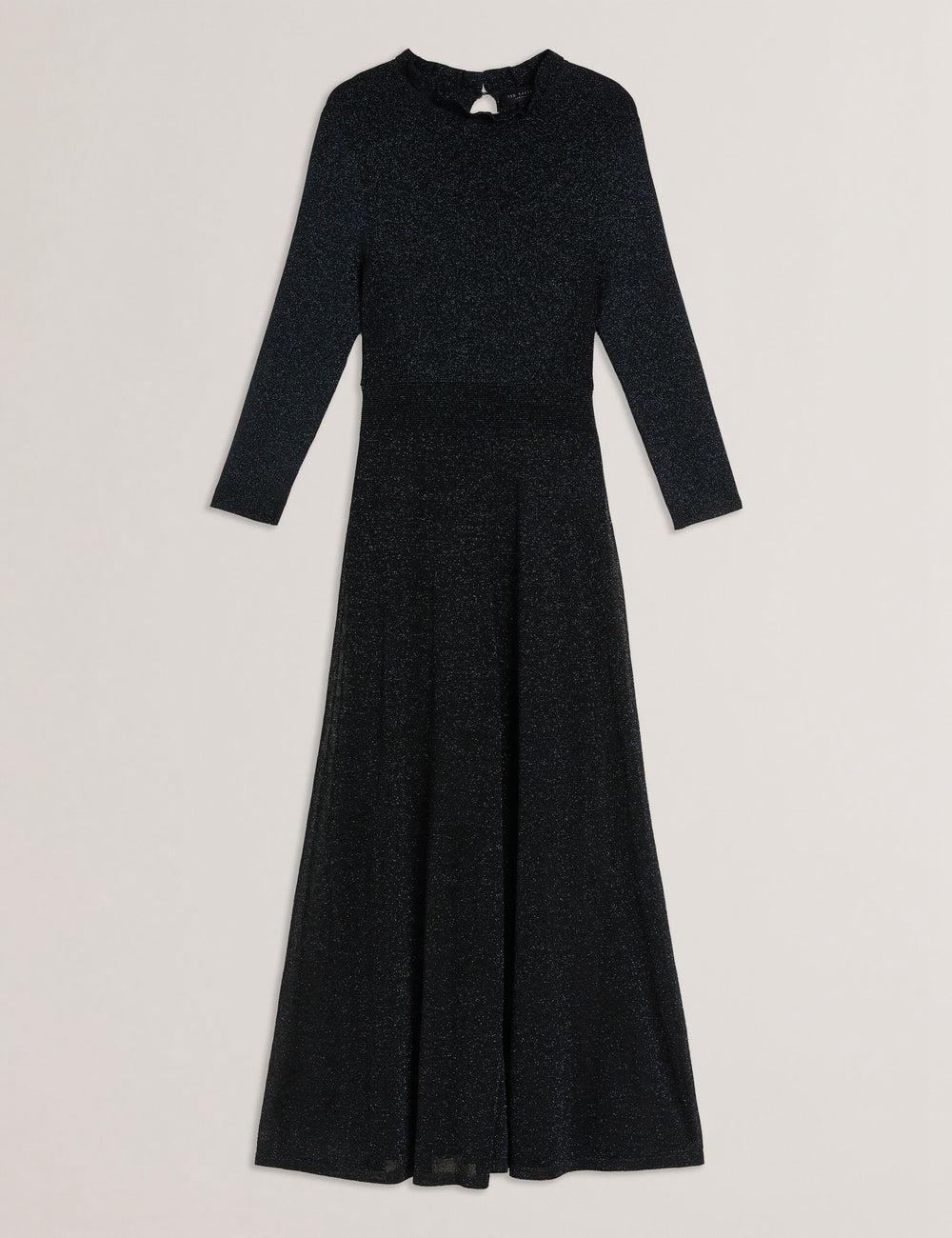Black-Teal Women Ted Baker KANNIE - Metallic Knit Flowy Midi Dresses | NZ  QKYU-14807