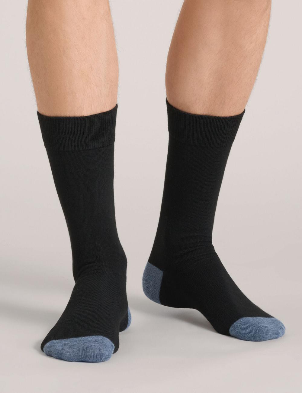 Black Men Ted Baker 6 Pack Contrast Heel Toe Crew Socks | NZ  SLJA-50632