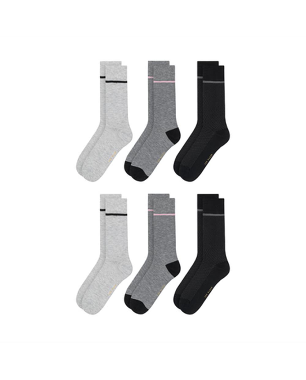 Black Men Ted Baker 6 Pack Cotton Rich Mixed Crew Socks | NZ  KWFU-50718