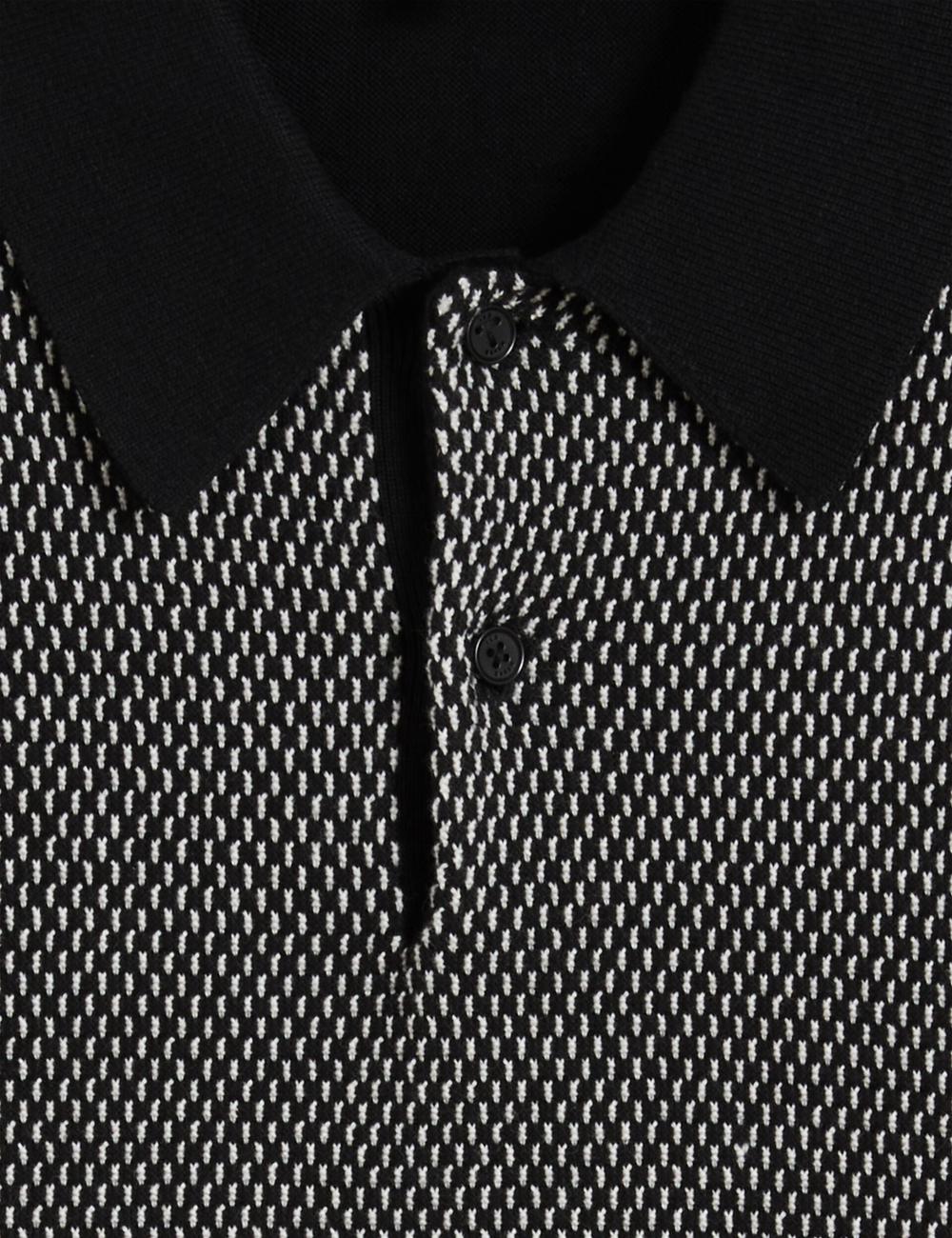 Black Men Ted Baker ARDO - Textured Knit Long Sleeve Polos Shirts | NZ  MPRG-14782