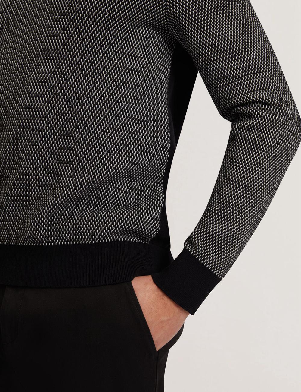 Black Men Ted Baker ARDO - Textured Knit Long Sleeve Polos Shirts | NZ  MPRG-14782