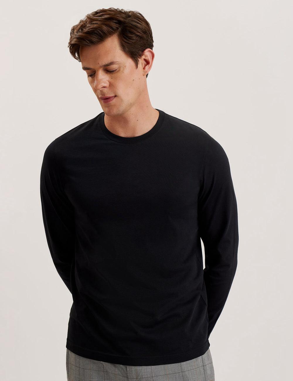 Black Men Ted Baker BEXLI - Regular Fit Long Sleeve Cotton T-Shirts | NZ  OTAC-64802
