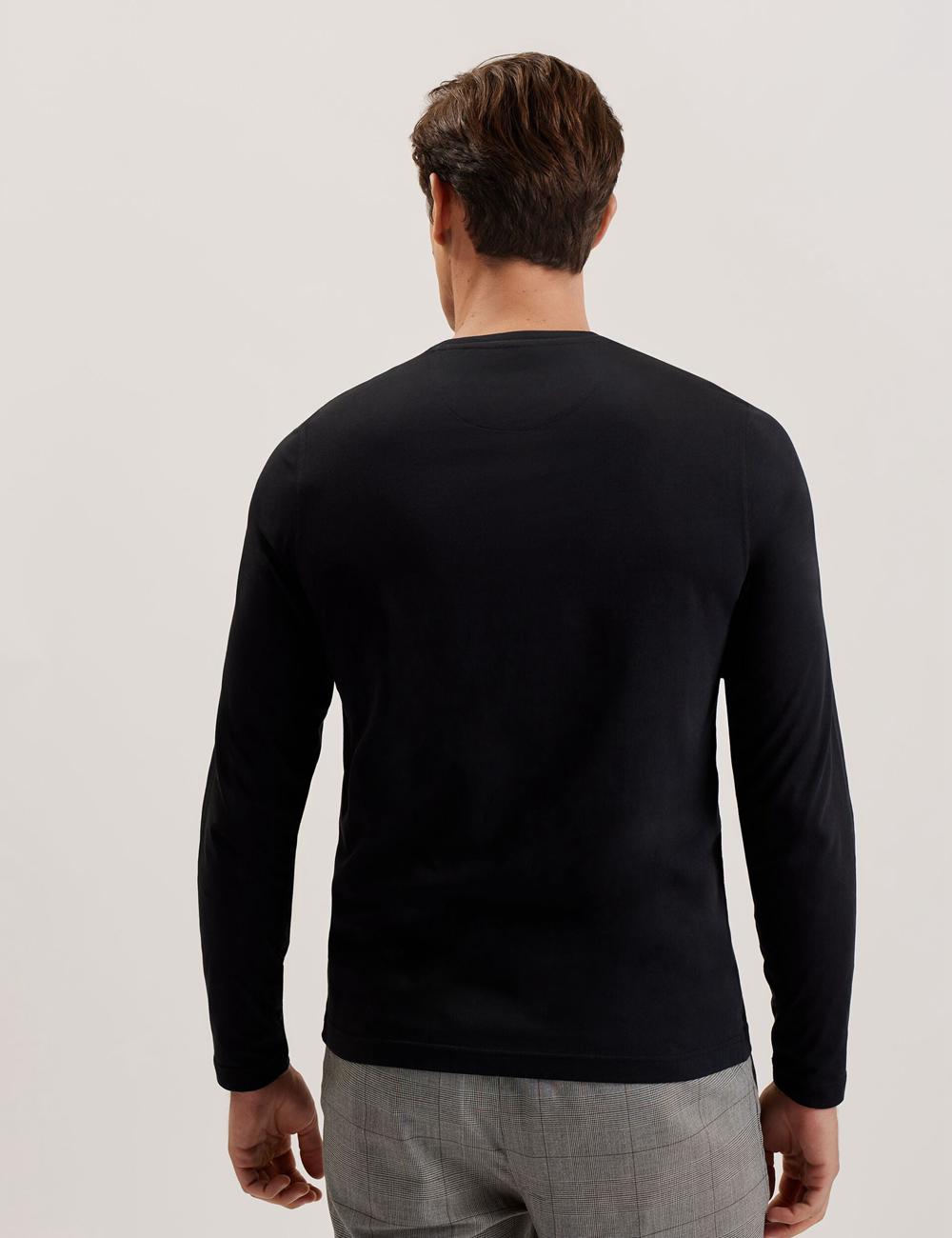 Black Men Ted Baker BEXLI - Regular Fit Long Sleeve Cotton T-Shirts | NZ  OTAC-64802