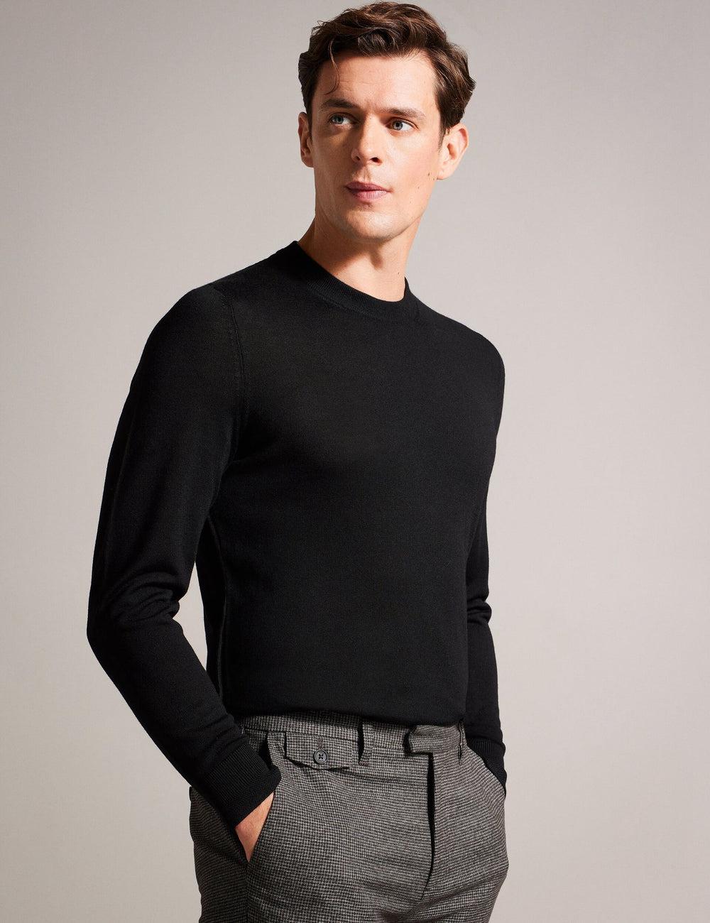 Black Men Ted Baker CARNBY - Pure Wool Crew Neck Jumpers | NZ  NSOC-12547
