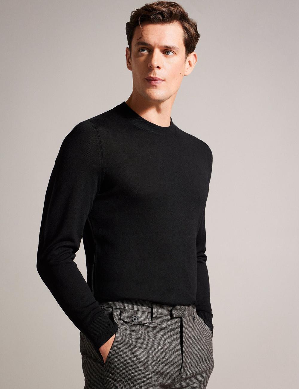Black Men Ted Baker CARNBY - Pure Wool Crew Neck Jumpers | NZ  NSOC-12547