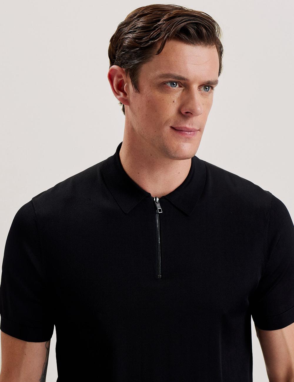 Black Men Ted Baker DALDIN - Zip Collar Stretch Knit Jumpers | NZ  EYUJ-50637
