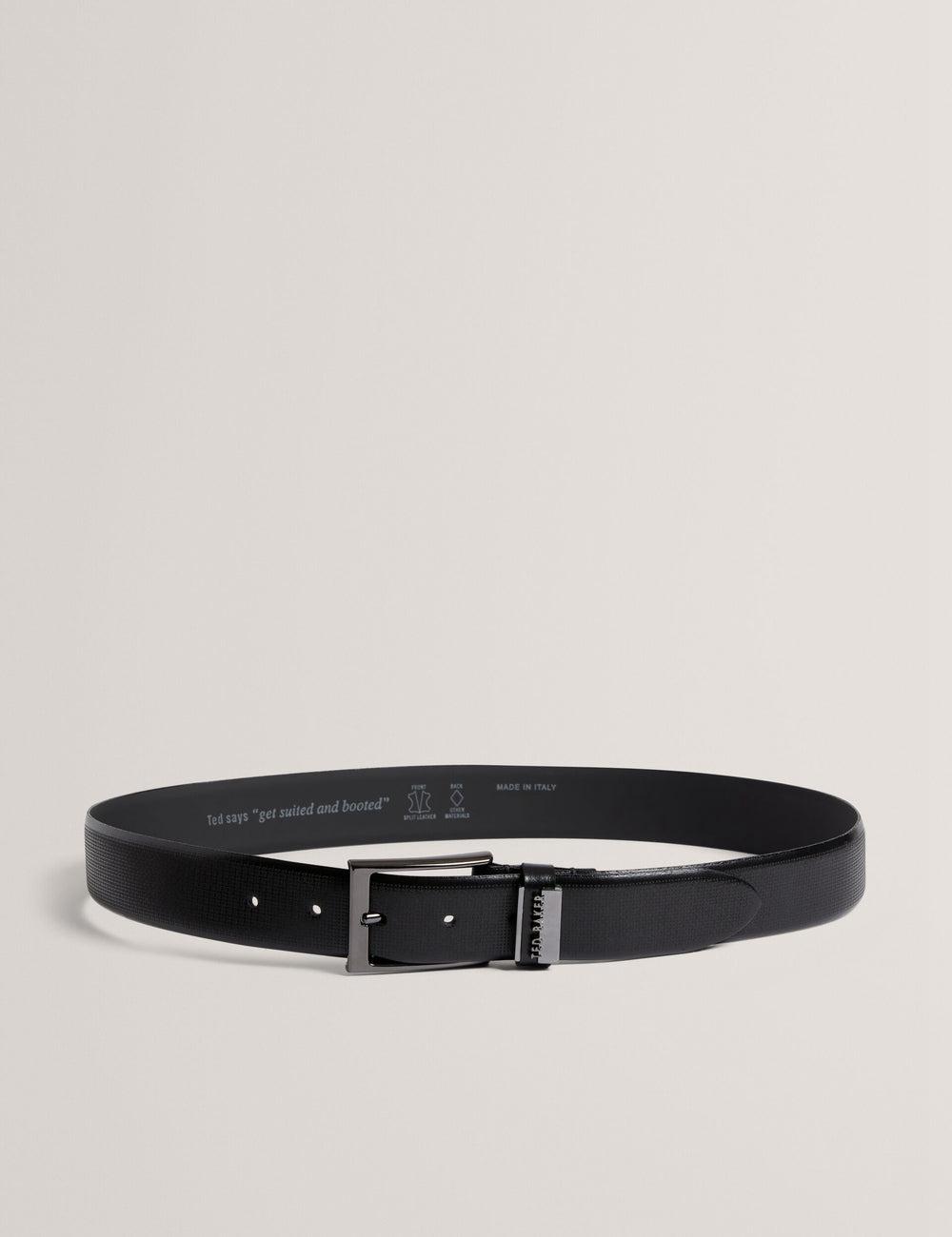 Black Men Ted Baker DAWSONS - Textured T Pattern Leather Belts | NZ  XPKT-20148