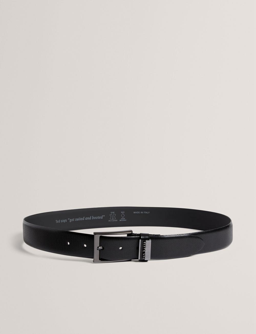 Black Men Ted Baker DAWSONS - Textured T Pattern Leather Belts | NZ  XPKT-20148