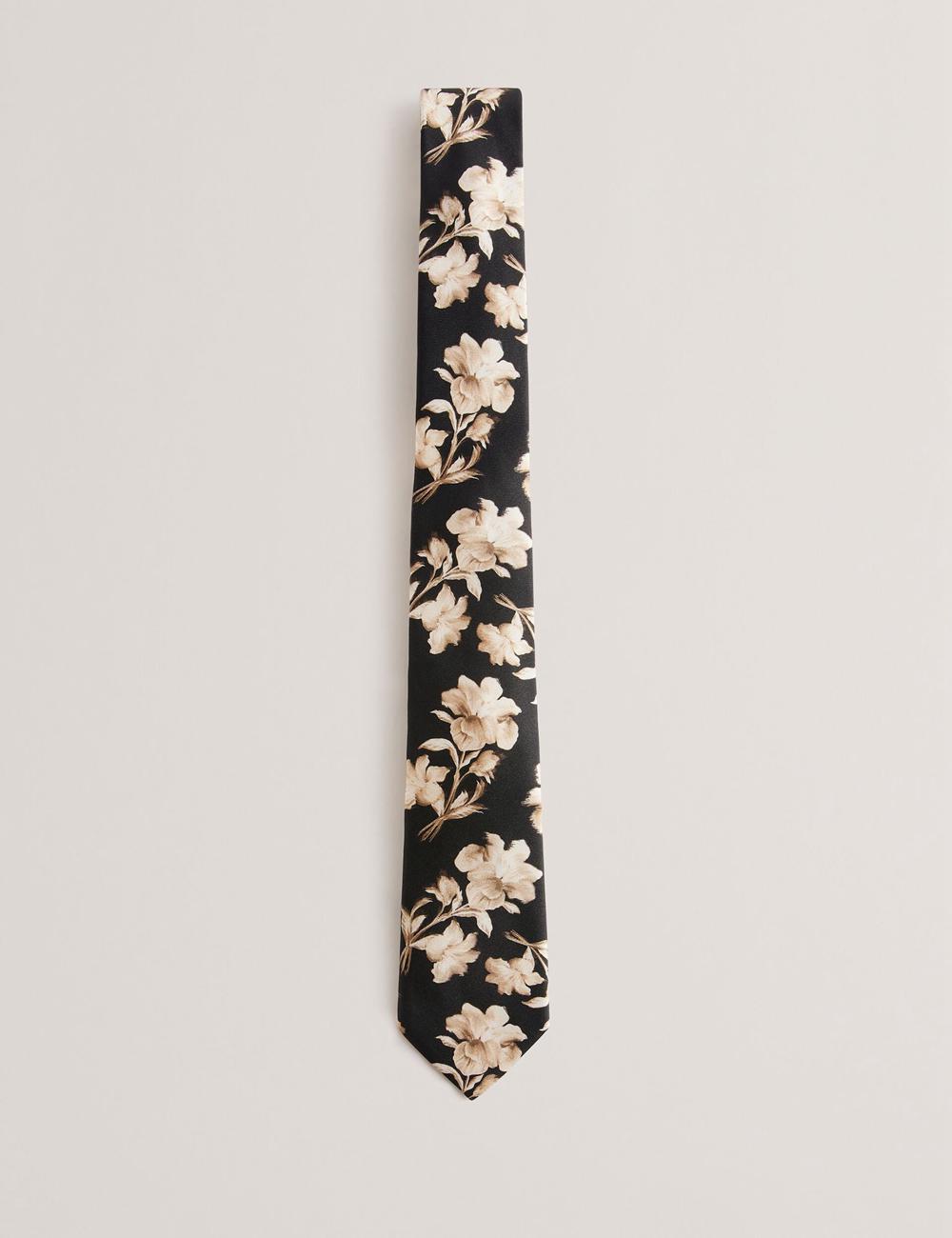 Black Men Ted Baker GOULDE - Two Tone Floral Print Silk Ties | NZ  DRZS-02498