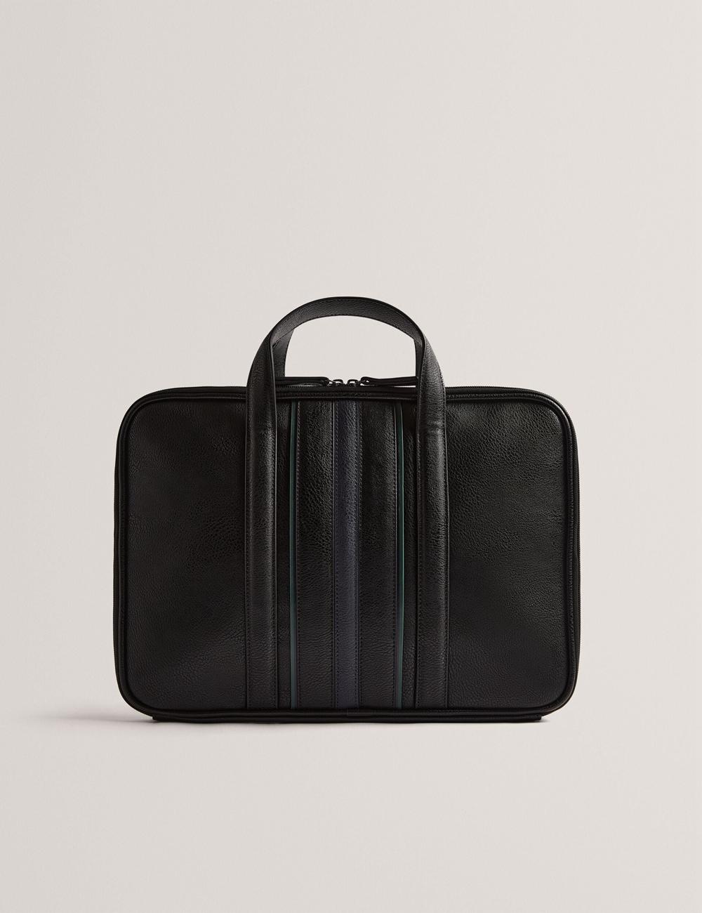 Black Men Ted Baker KEDRIK - Stripe Detail Faux Leather Document Bags | NZ  QIZJ-53694