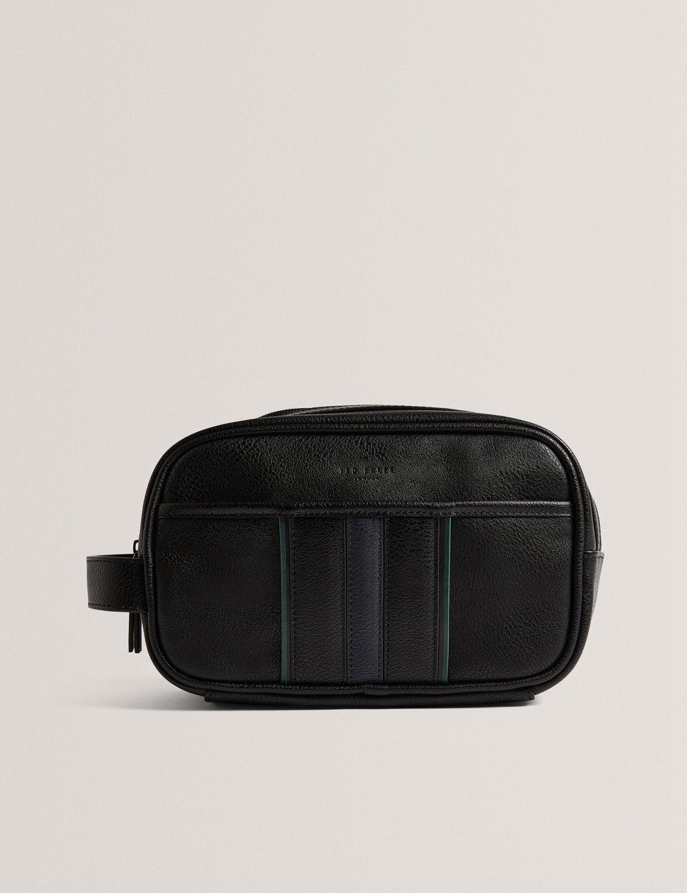 Black Men Ted Baker KEILAB - Faux Leather Striped Panel Wash Bags | NZ  ODPB-62059
