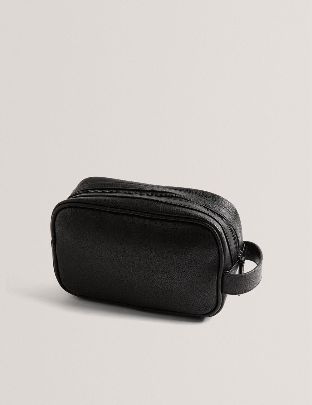Black Men Ted Baker KEILAB - Faux Leather Striped Panel Wash Bags | NZ  ODPB-62059