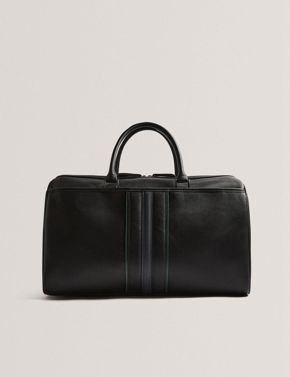 Black Men Ted Baker KELVIN - Striped Panel Faux Leather Holdall Bags | NZ  VYRB-41590
