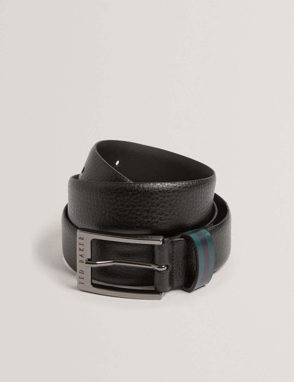 Black Men Ted Baker KENDON - Grained Leather With Striped Loop Belts | NZ  JMQH-75236