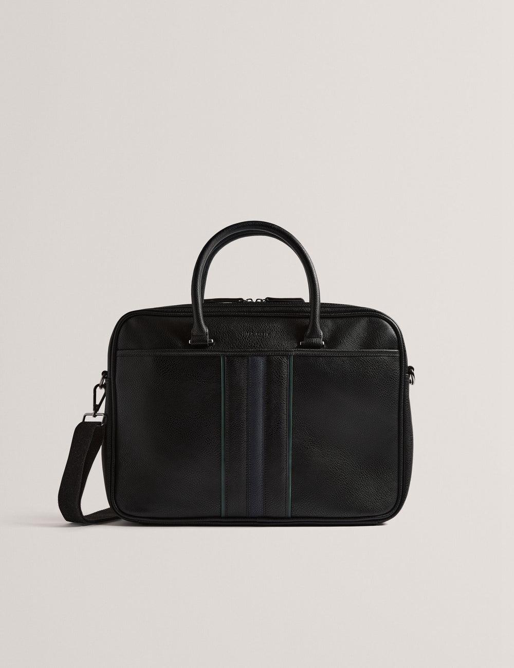 Black Men Ted Baker KENRIIK - Faux Leather Striped Panel Document Bags | NZ  BAQW-12654