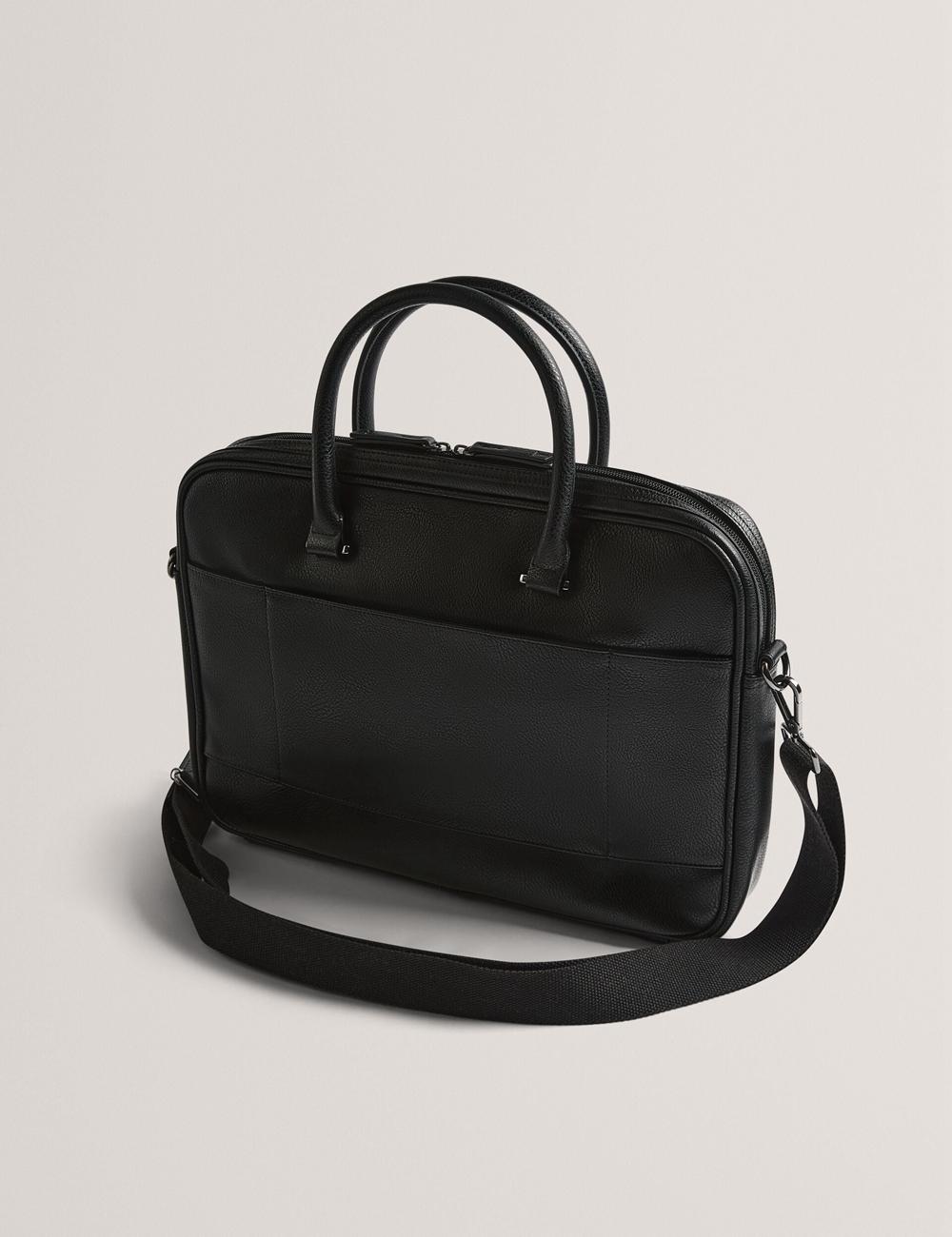 Black Men Ted Baker KENRIIK - Faux Leather Striped Panel Document Bags | NZ  BAQW-12654