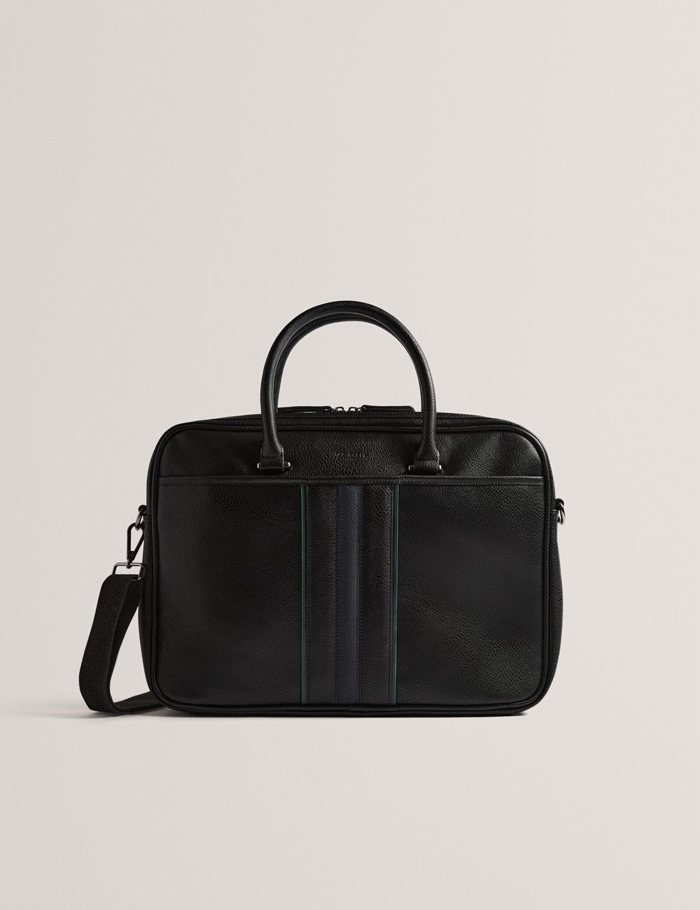 Black Men Ted Baker KENRIIK - Faux Leather Striped Panel Document Bags | NZ  BAQW-12654