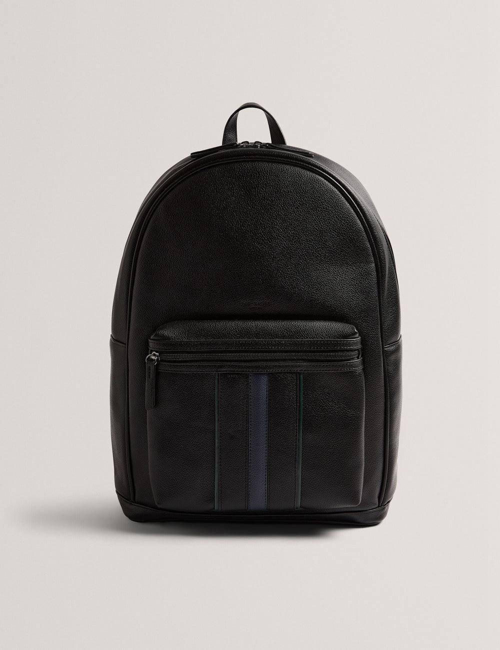 Black Men Ted Baker KEVIIN - Faux Leather Striped Panel Backpacks | NZ  OHLJ-06725