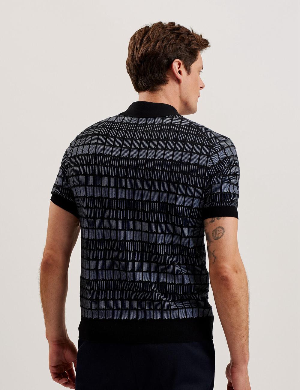 Black Men Ted Baker LEVERS - Ombre Jacquard Zip Neck Polos Shirts | NZ  KMTJ-02971
