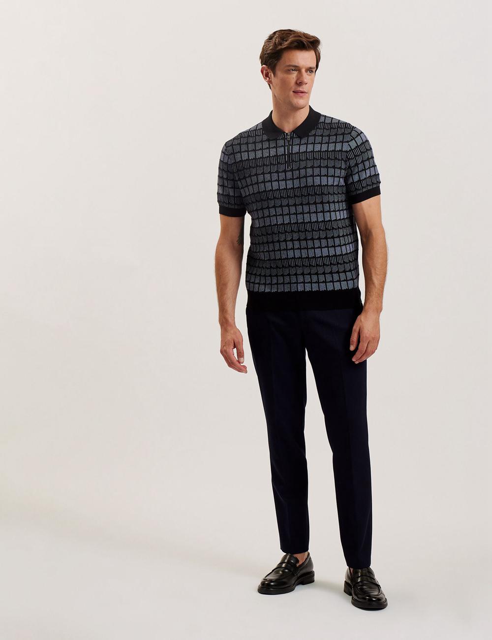 Black Men Ted Baker LEVERS - Ombre Jacquard Zip Neck Polos Shirts | NZ  KMTJ-02971