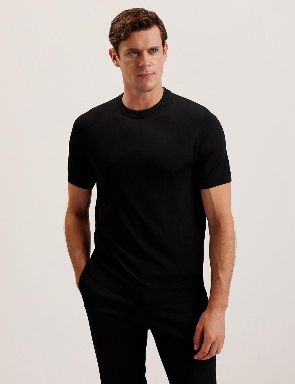 Black Men Ted Baker REYON - Rayon Crew Neck Short Sleeve T-Shirts | NZ  VLKX-08147
