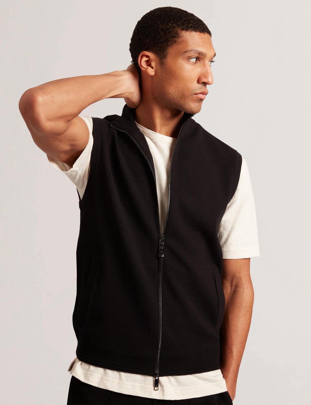 Black Men Ted Baker TERINCE - Zip-Through Funnel Neck Gillets | NZ  VWYG-73659