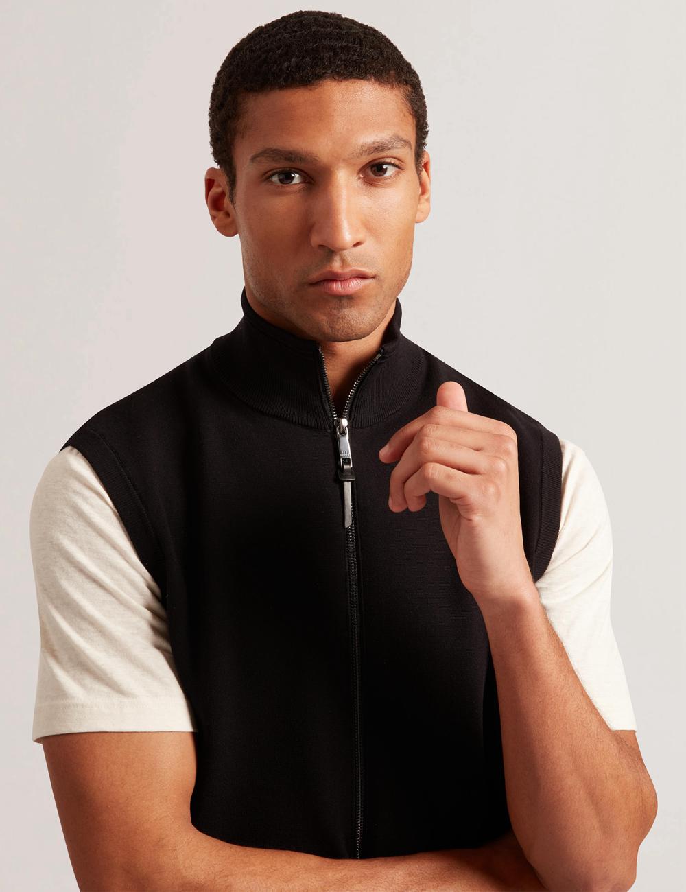 Black Men Ted Baker TERINCE - Zip-Through Funnel Neck Gillets | NZ  VWYG-73659