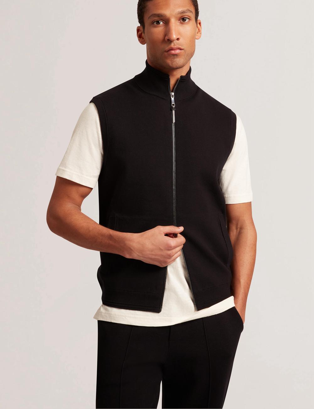 Black Men Ted Baker TERINCE - Zip-Through Funnel Neck Gillets | NZ  VWYG-73659