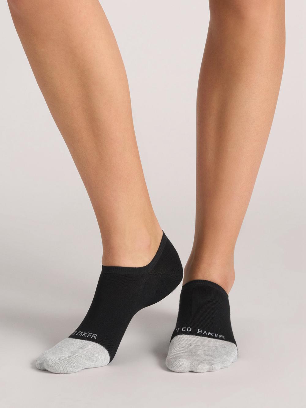 Black Women Ted Baker 3 Pack Contrast Toe Liner Trainer Socks | NZ  VWKF-91564