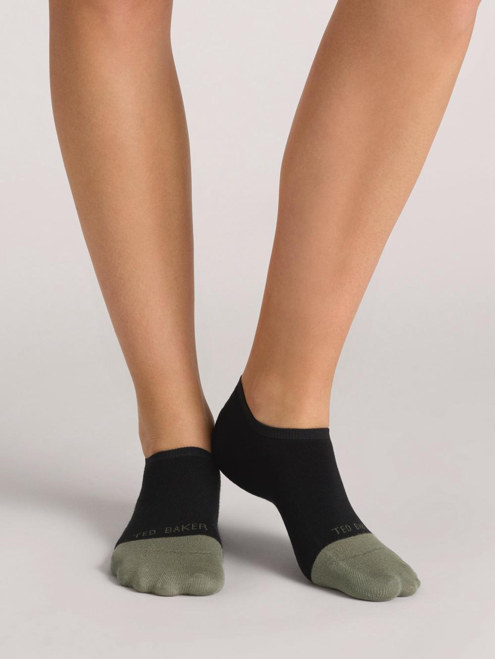 Black Women Ted Baker 3 Pack Contrast Toe Liner Trainer Socks | NZ  VWKF-91564