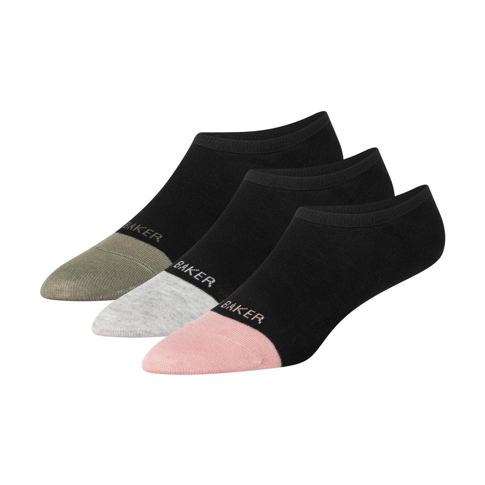 Black Women Ted Baker 3 Pack Contrast Toe Liner Trainer Socks | NZ  VWKF-91564