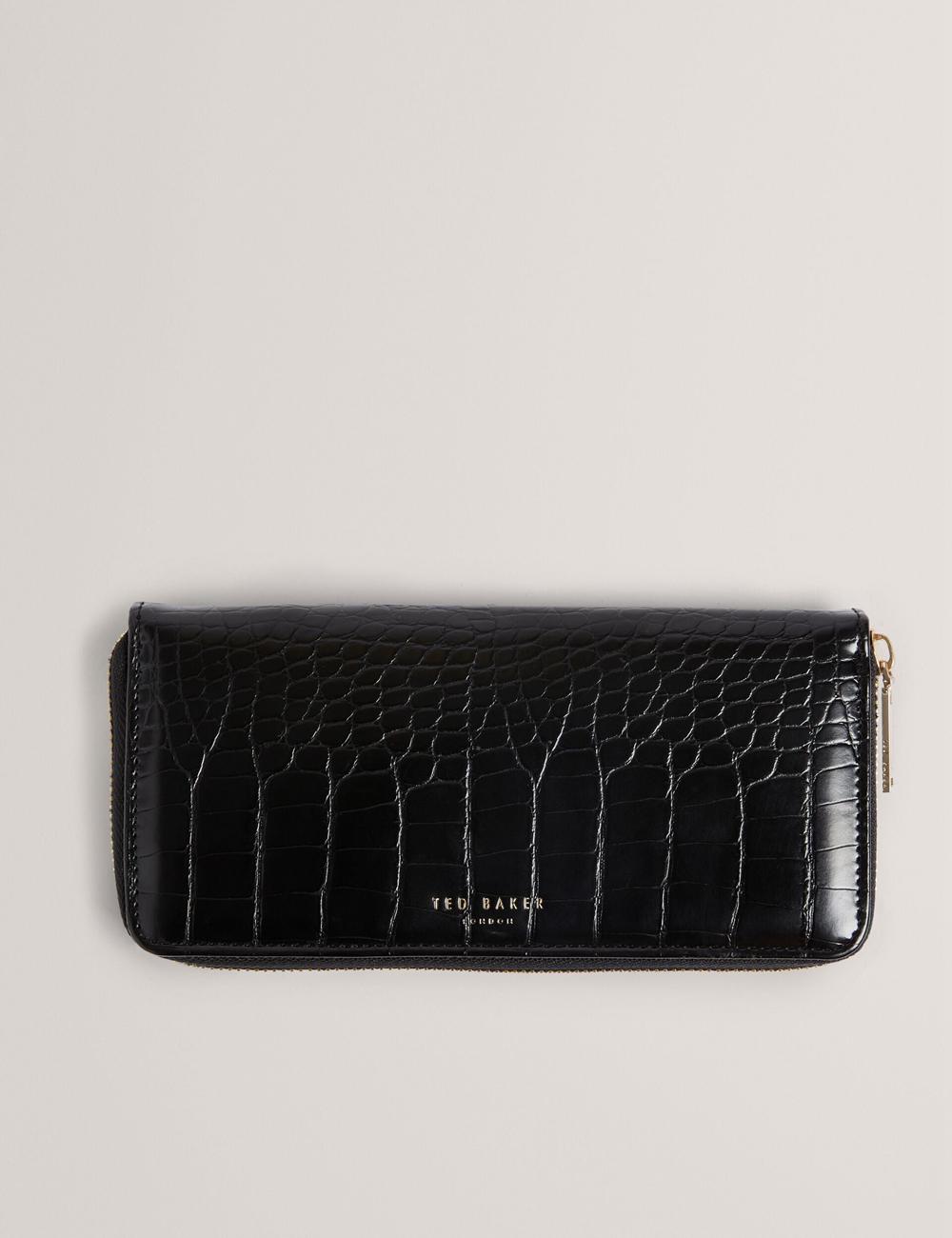 Black Women Ted Baker ABBYYI - Croc Effect Slim Travel Jewellery Case Wash Bags | NZ  PBCT-96278