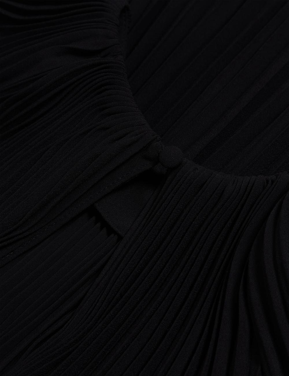 Black Women Ted Baker AGARA - Pleated Short Sleeve Woven Blouses | NZ  FNDW-23609