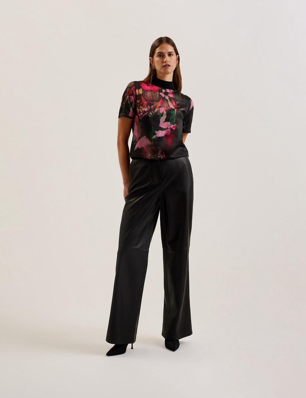 Black Women Ted Baker ASTHAA - Floral Woven Front Short Sleeve Top Blouses | NZ  LMIT-24193