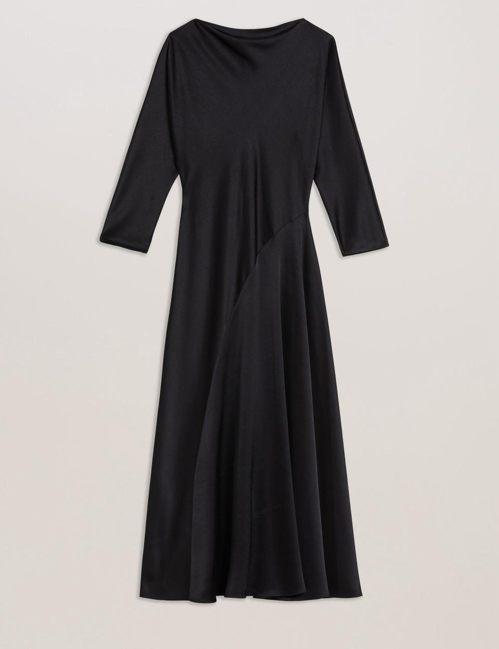 Black Women Ted Baker AVELLI - Satin Boat Neck A-Line Midi Dresses | NZ  QHGP-35947