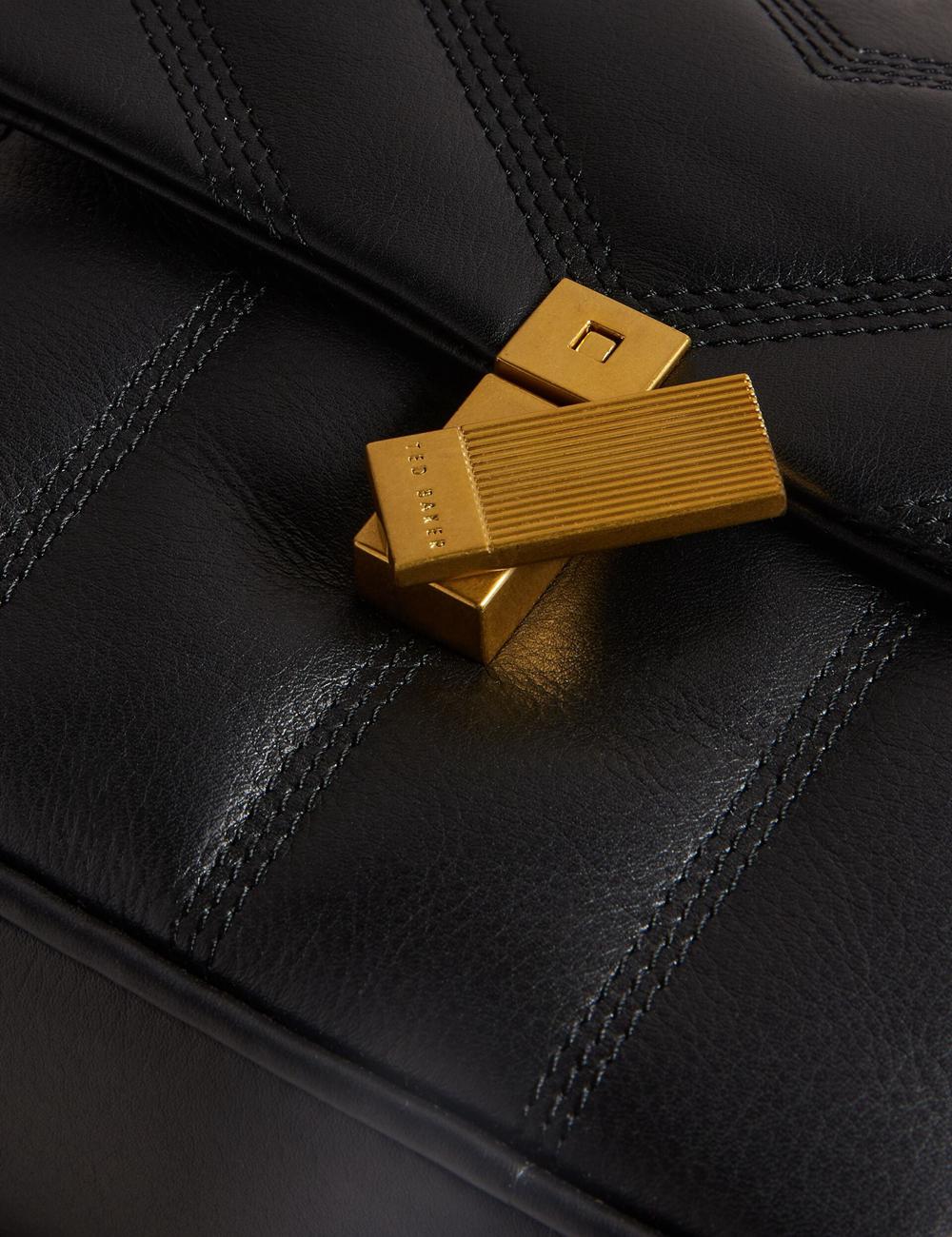 Black Women Ted Baker AYALILY - Quilted Leather Camera With Front Pocket Camera Bag | NZ  HDJO-24106