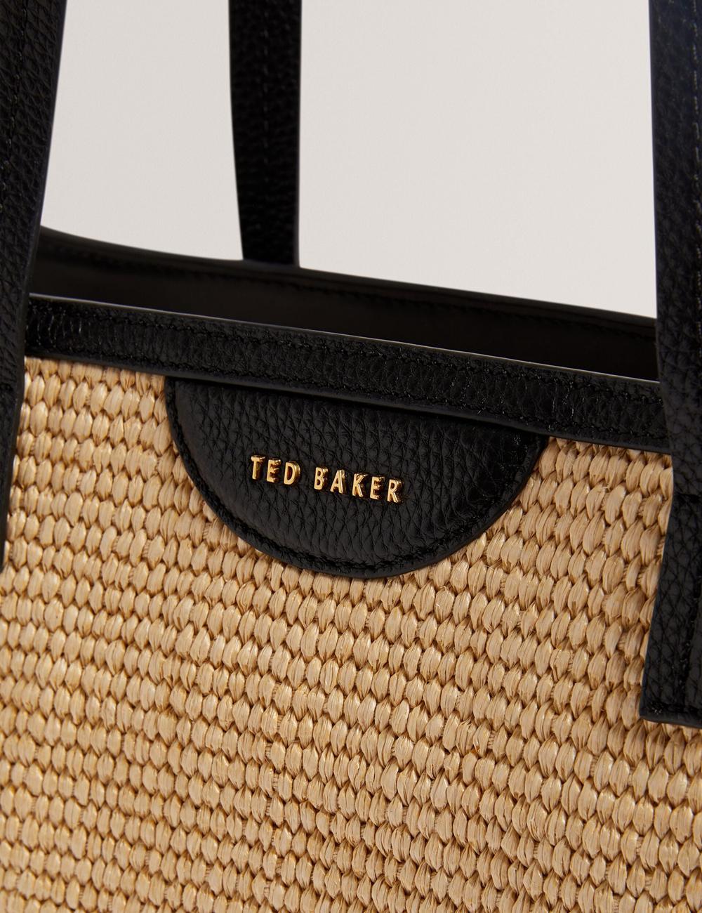 Black Women Ted Baker BARNI - Faux Raffia Leather Trim Large Shopper Shopper Bags | NZ  PFAR-60934