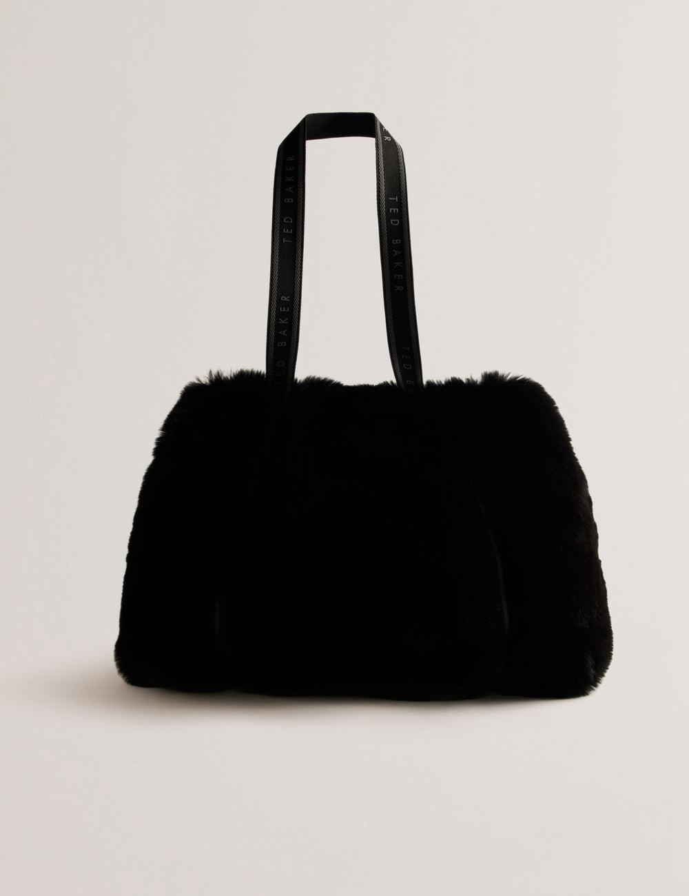 Black Women Ted Baker CADENCE - Faux Fur Webbing Strap Shopper Shopper Bags | NZ  EZXO-98415