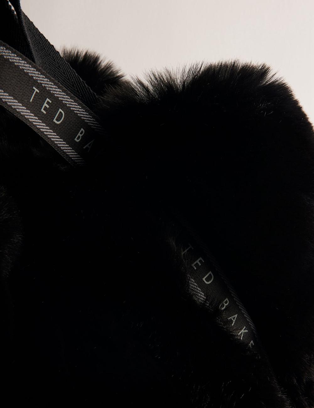 Black Women Ted Baker CADENCE - Faux Fur Webbing Strap Shopper Shopper Bags | NZ  EZXO-98415