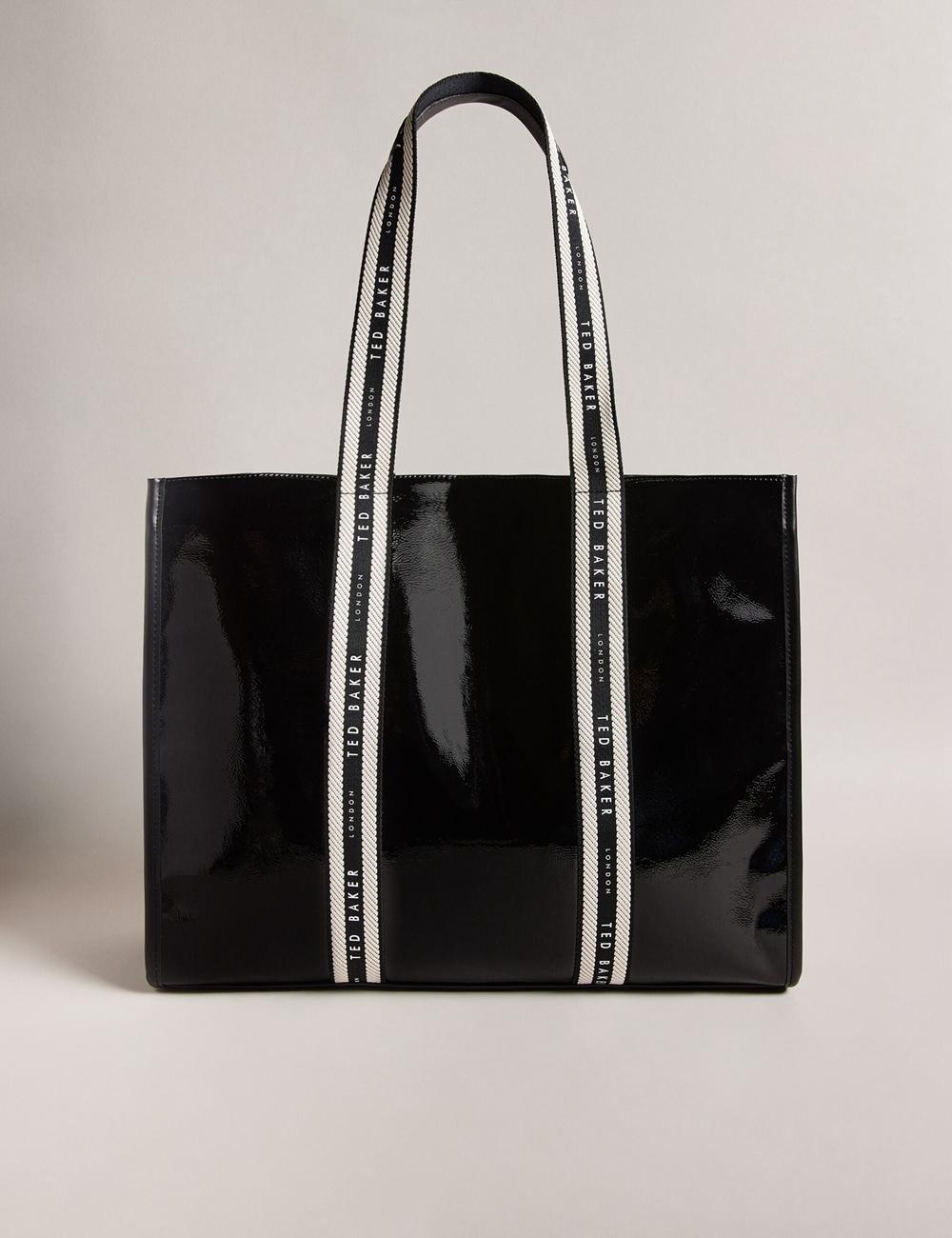 Black Women Ted Baker CELINIE - Branded Webbing Faux Leather Tote Bags | NZ  CVKW-73421