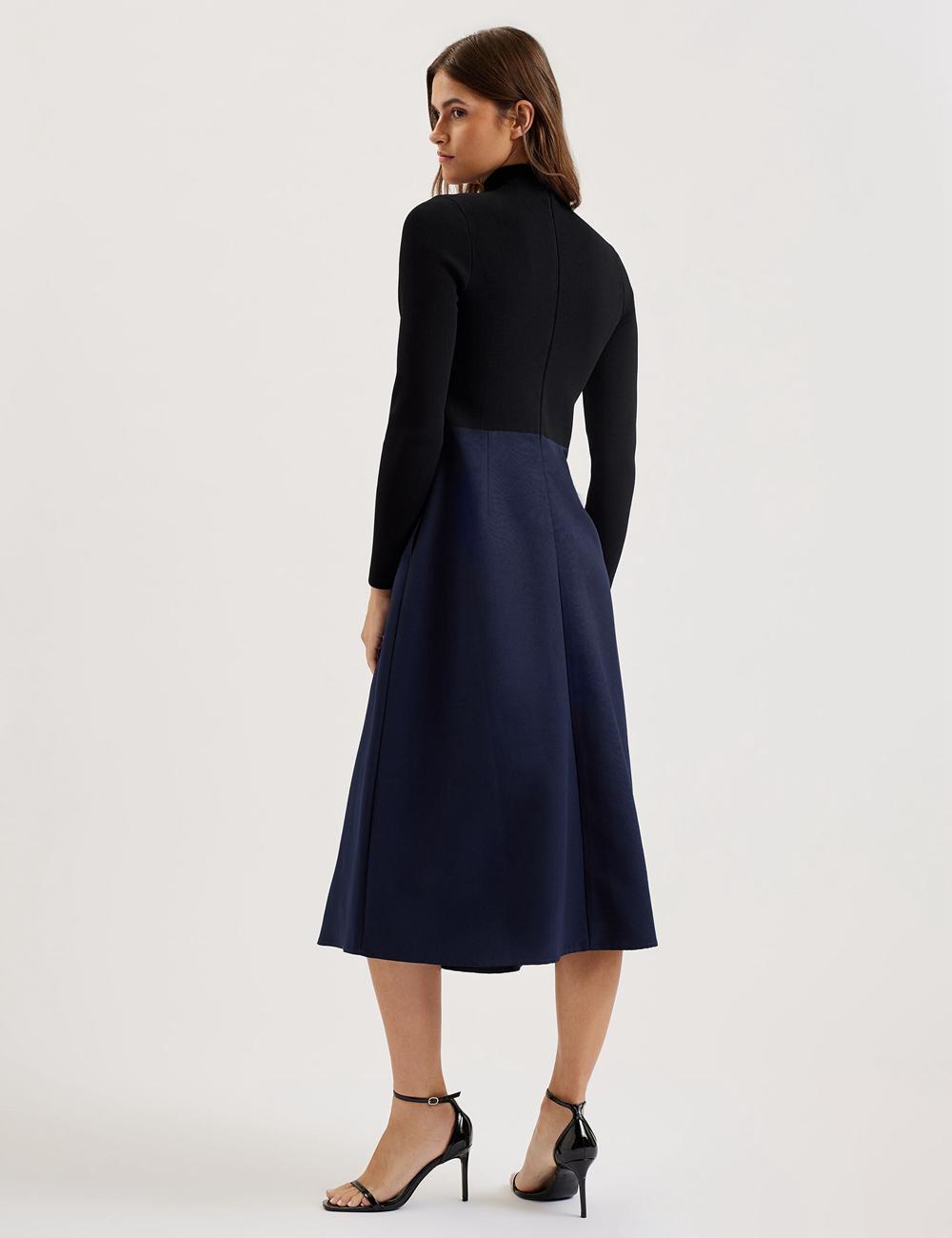Black Women Ted Baker CHIRA - Knit Bodice With Wrap Skirt Midi Dresses | NZ  GNRT-05386