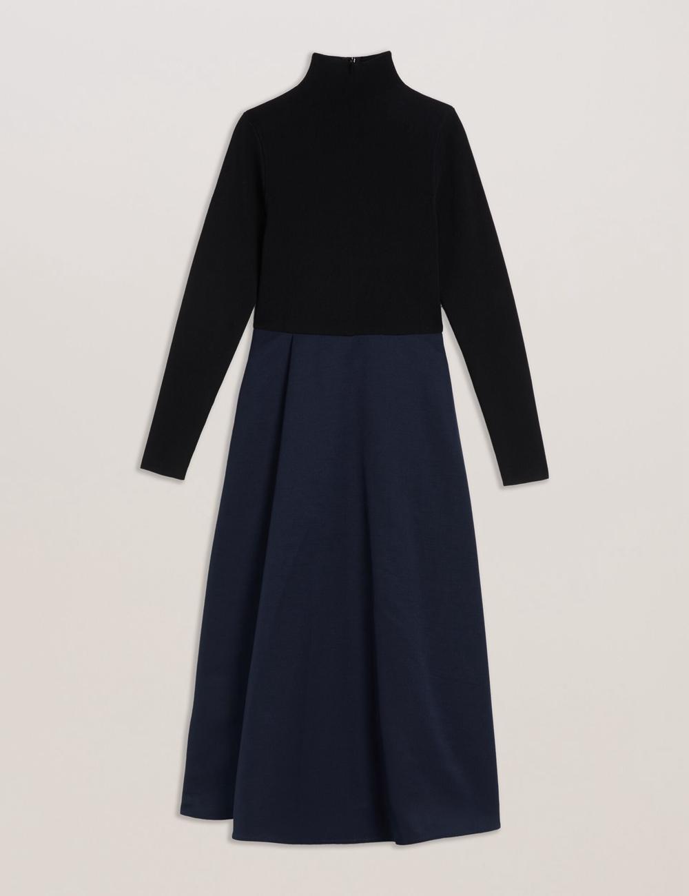 Black Women Ted Baker CHIRA - Knit Bodice With Wrap Skirt Midi Dresses | NZ  GNRT-05386