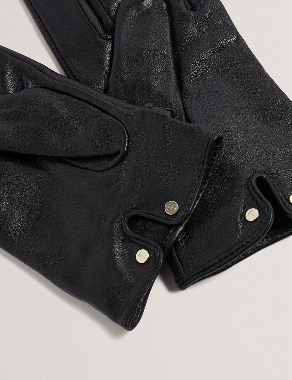 Black Women Ted Baker CLAIREL - Buckle Cuff Leather Gloves | NZ  BXYL-97163