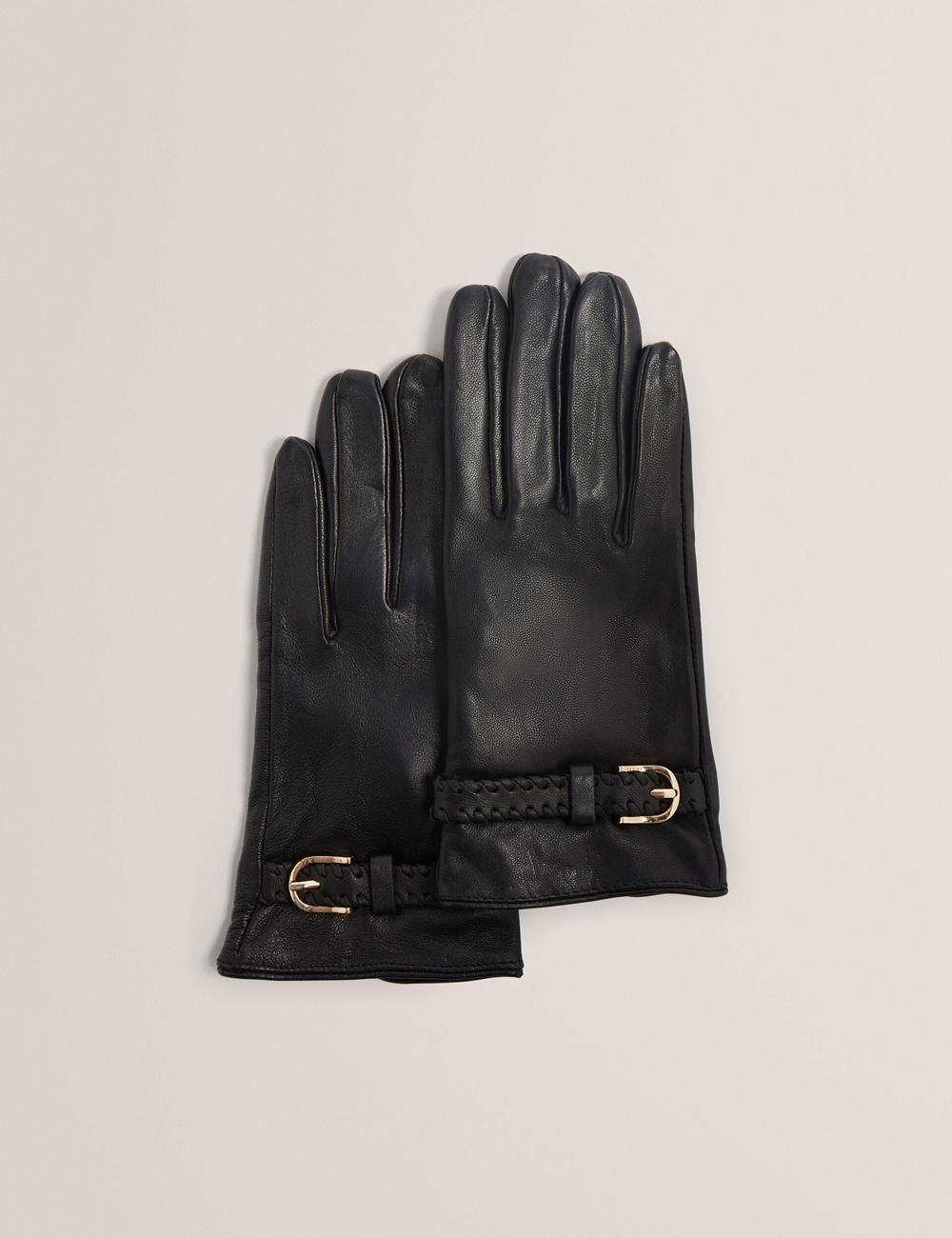 Black Women Ted Baker CLAIREL - Buckle Cuff Leather Gloves | NZ  BXYL-97163