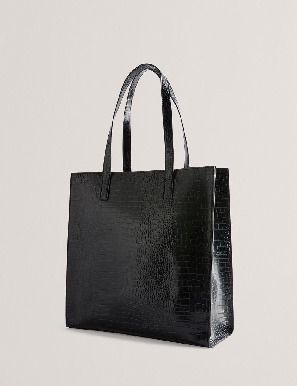 Black Women Ted Baker CROCCON - Large Croc Texture Icon Tote Bags | NZ  SAZB-37519