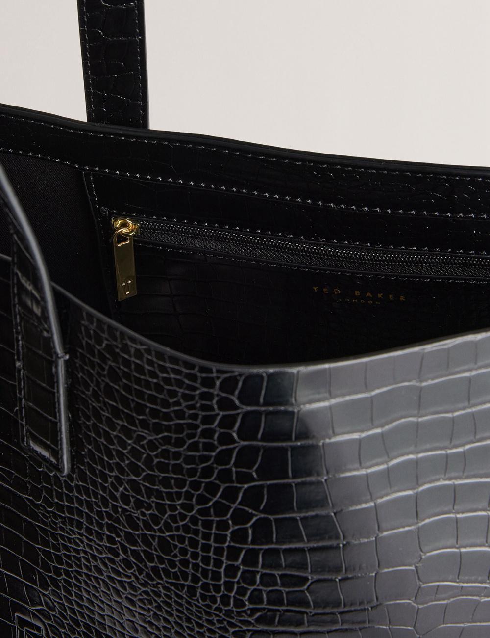 Black Women Ted Baker CROCCON - Large Croc Texture Icon Tote Bags | NZ  SAZB-37519