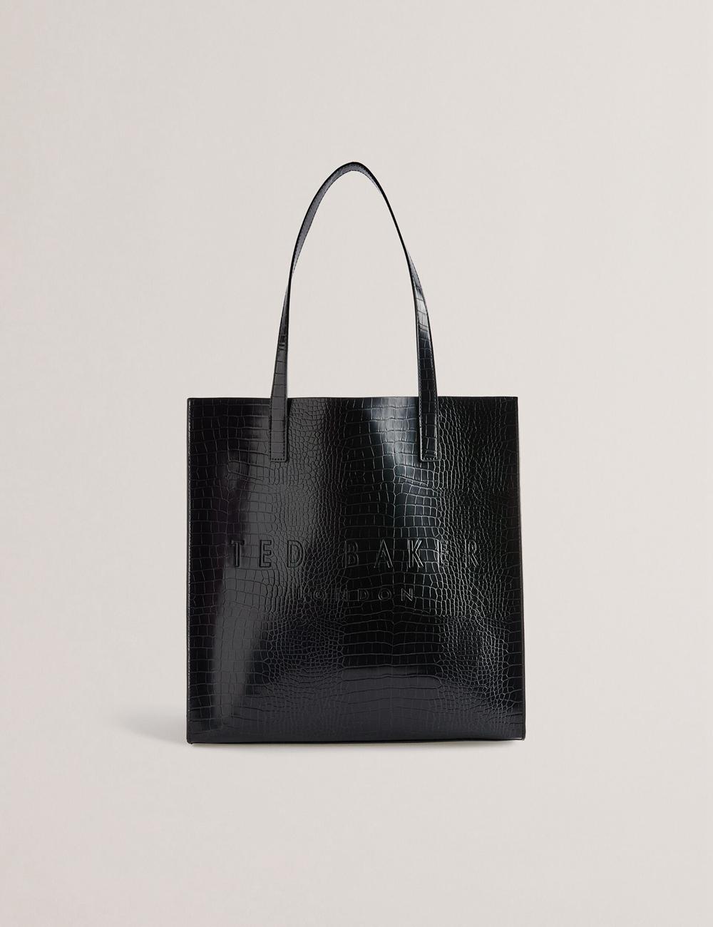 Black Women Ted Baker CROCCON - Large Croc Texture Icon Tote Bags | NZ  SAZB-37519