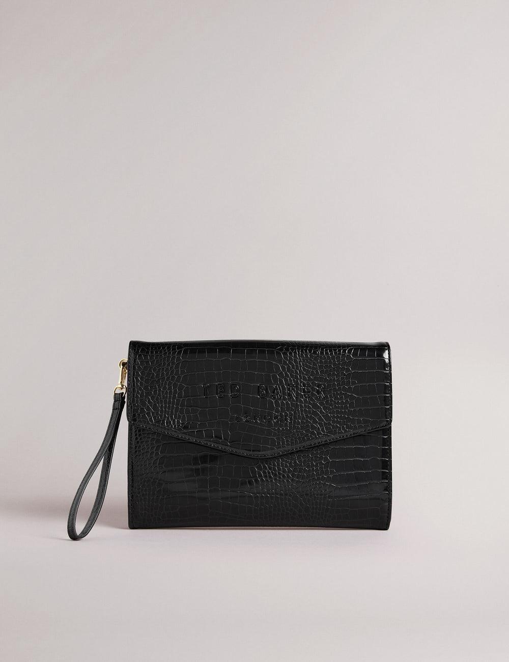 Black Women Ted Baker CROCEY - Croc Effect PU Envelope Clutch Clutch Bags | NZ  EMAV-09745