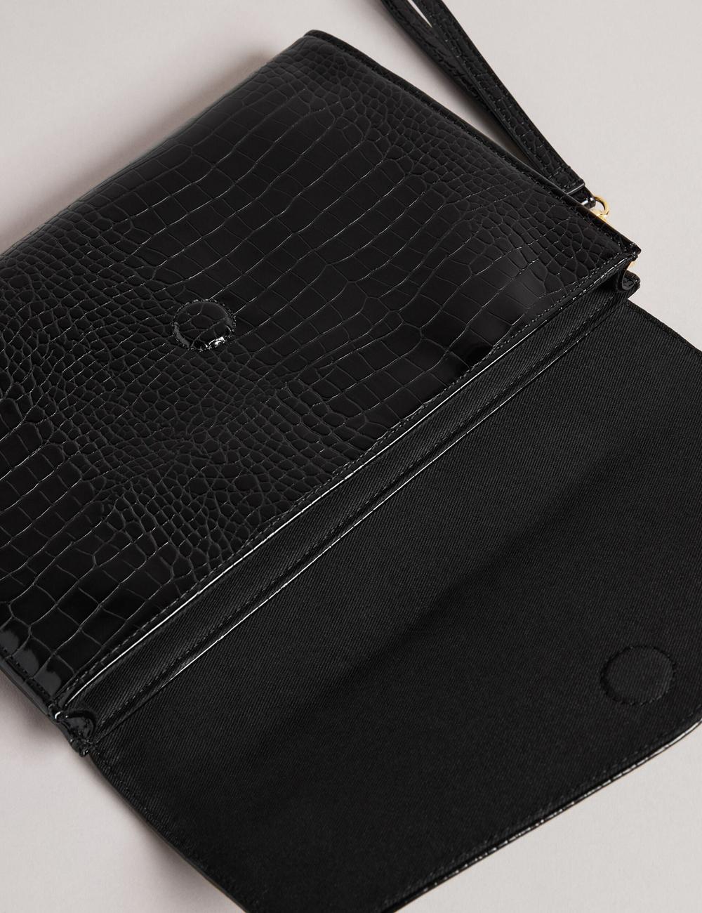 Black Women Ted Baker CROCEY - Croc Effect PU Envelope Clutch Clutch Bags | NZ  EMAV-09745