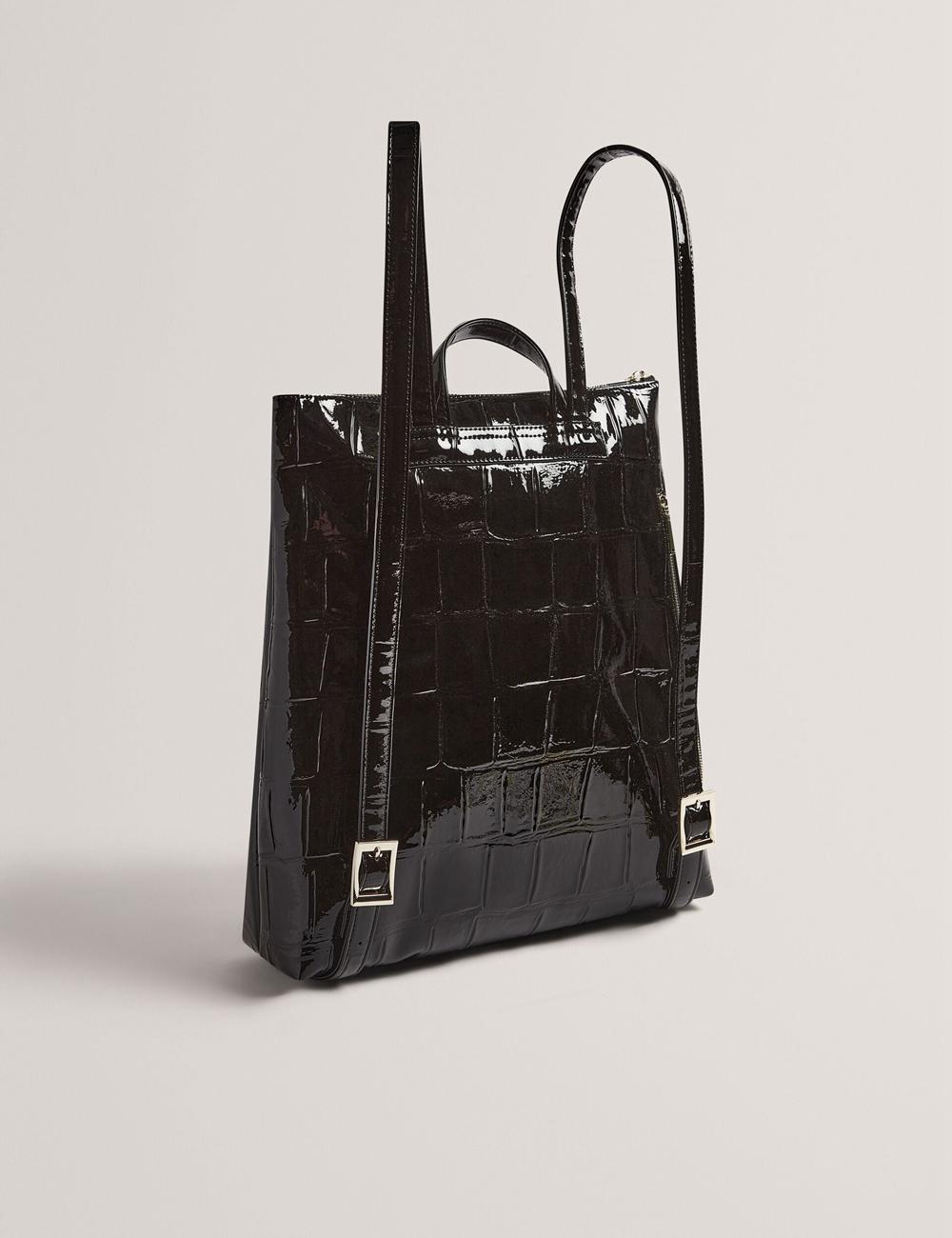 Black Women Ted Baker CROCLEE - Croc Effect Faux Leather Backpack Backpacks | NZ  KVLY-47032